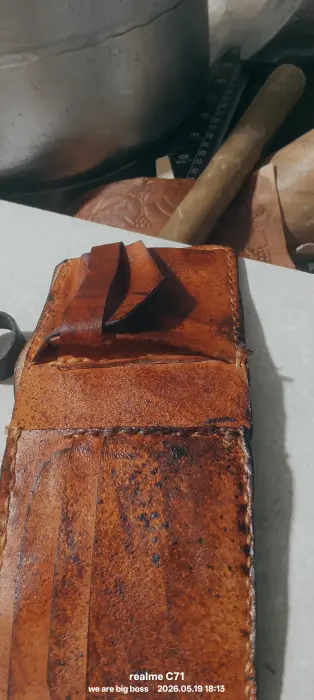Vegetable taned leather hand made wallet gift for boyfriend