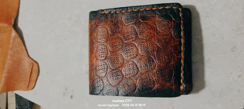 Vegetable taned leather hand made wallet gift for boyfriend