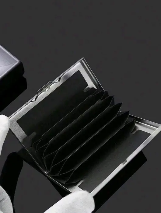 Metal wallet. Metal card holder. aluminium mobile stand